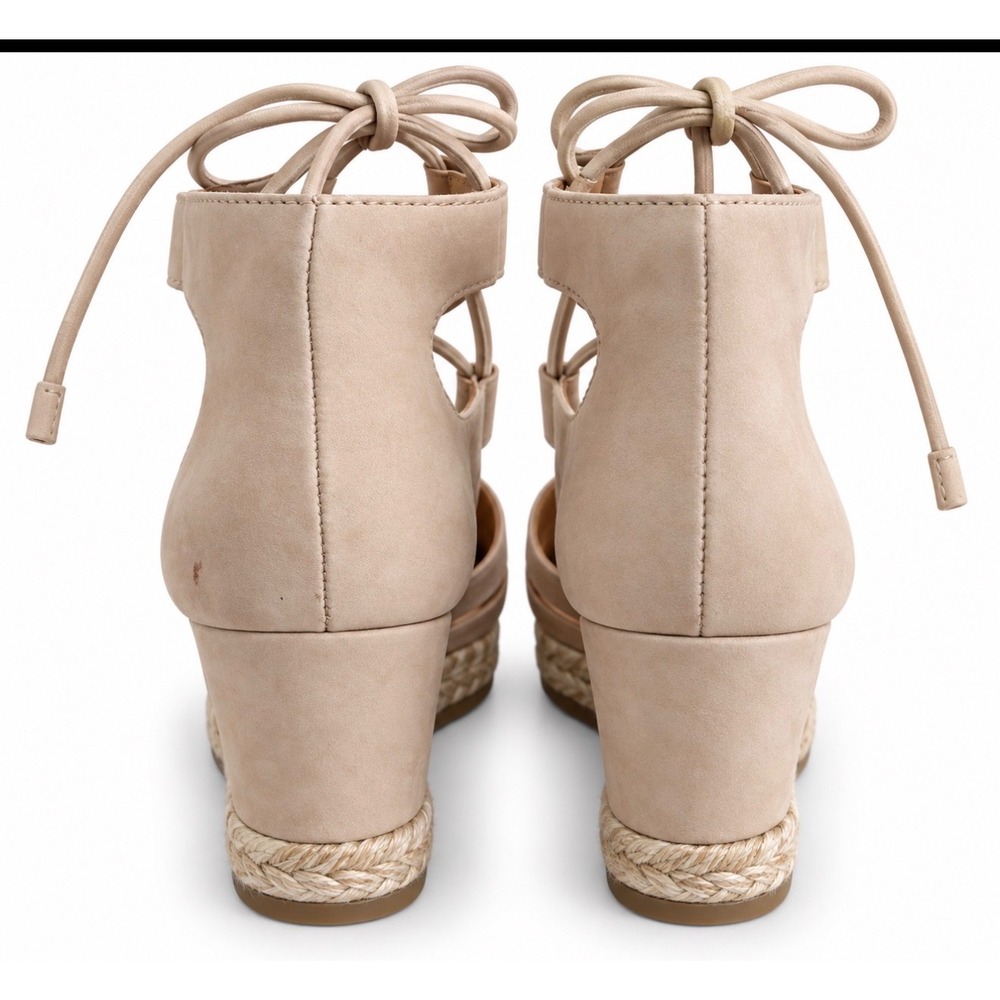 Frye Women Beige Suede Lace Up Espadrille Wedge Sandals Tan Size 8 - Picture 3 of 5